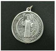 Médaille de saint Benoît - métal argenté - 25 mm